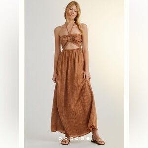 Faithfull the Brand Cutout Linen Midi Dress